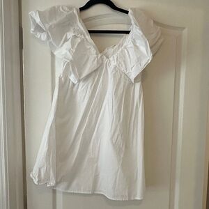 Elegant White Ruffled Women's dress